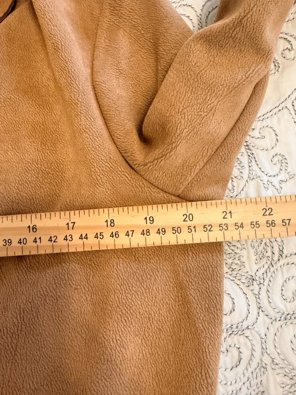 Premise Studio Sz M Tan Faux Suede Long Sleeve‎ Pockets Trench Coat Equestrian
